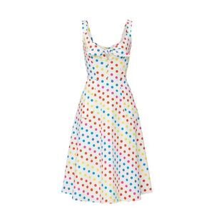 Color Me Courtney Dipping Dot Coco Dress Sz 0 Midi Cotton Spandex Flare Sundress